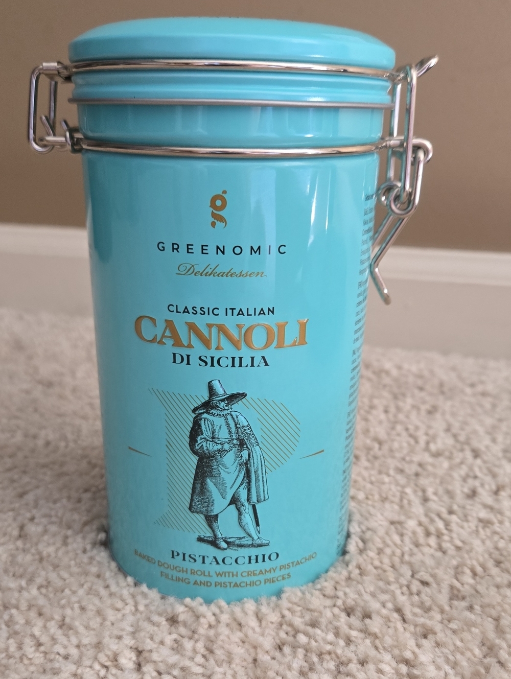 Pistacchio Cannoli - Classic Italian Cannoli Di Sicilia (Aqua) Empty Tin Can